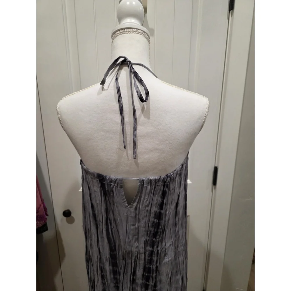 POL Halter Neck Adjustable Tie Dye Midi Dress Size Small NWOT Flowy Keyhole Back